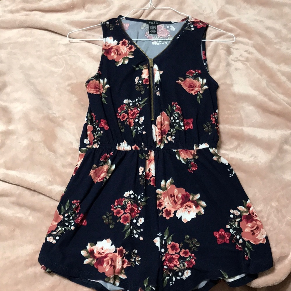 Navy Blue Floral Romper